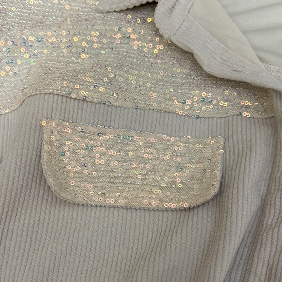 Cream Button-Up jacket/shirt with Sequin Details - Picture 3 of 6